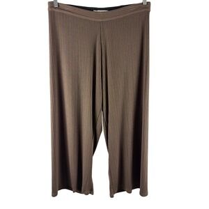 Zac & Rachel Chocolate Brown Plissé Pleated Wide Leg Pants XL High Rise Textured